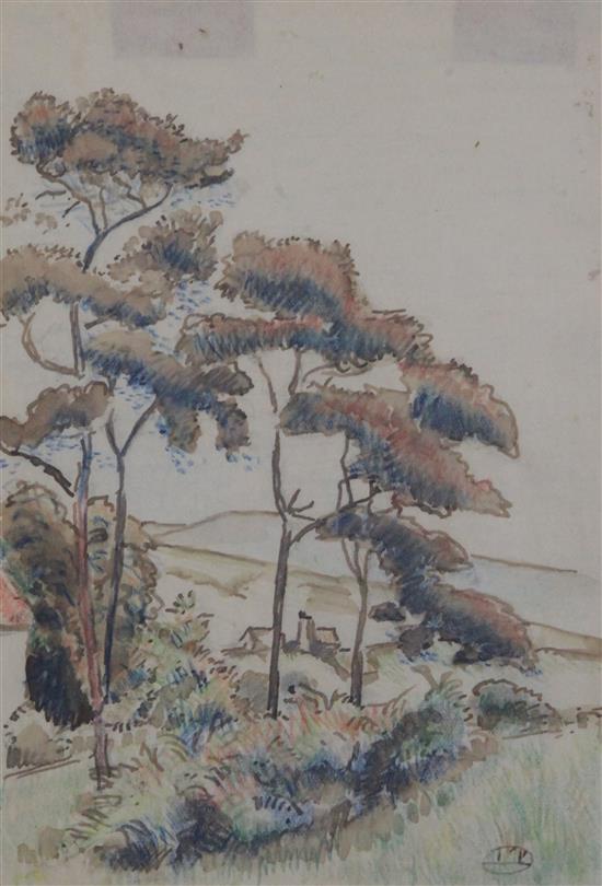 § Lucien Pissarro (1863-1944) St Marthas near Shalfont Mill, Guildford 7.25 x 5in.